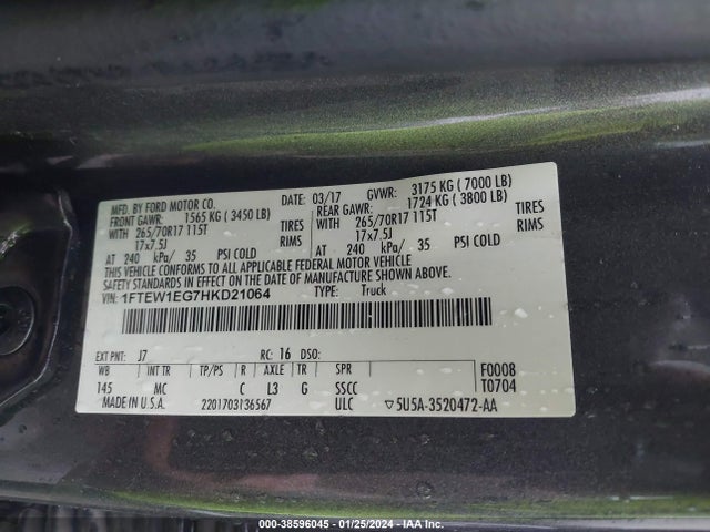 Ford F-150 Xlt 2017 1FTEW1EG7HKD21064 Image 9