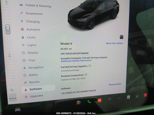 2023 TESLA MODEL X VIN: 7SAXCAE5XPF389826