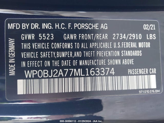 WP0BJ2A77ML163374 Porsche Panamera 4 Executive