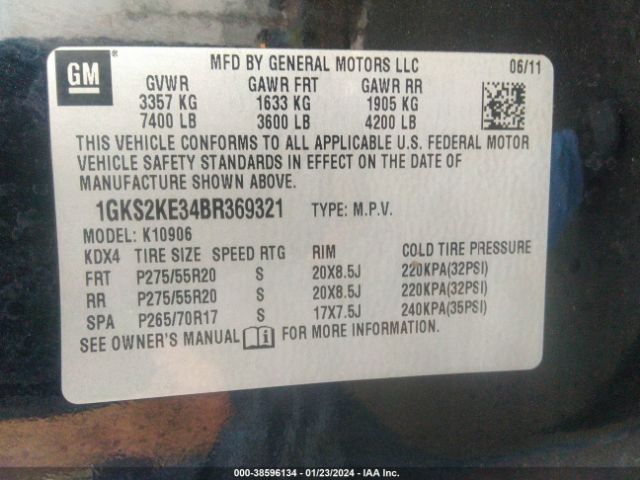 2011 GMC YUKON XL 1GKS2KE34BR369321 Photo 8