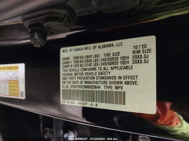 Honda Pilot Awd Special Edition 2021 5FNYF6H29MB029644 Image 9