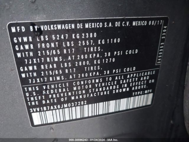 3VV1B7AX6JM037282 Volkswagen Tiguan 2.0t S