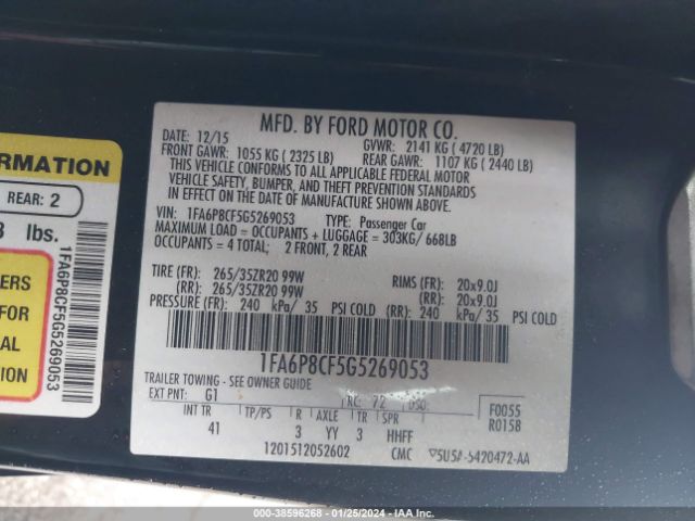 2016 FORD MUSTANG 1FA6P8CF5G5269053 Photo 8