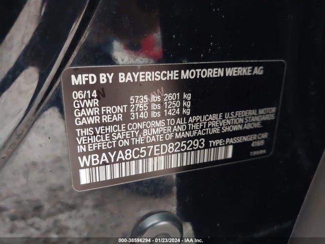 Продаж на аукціоні авто 2014 Bmw 750i, vin: WBAYA8C57ED825293, номер лоту: 38596294
