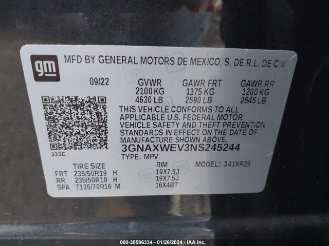 Chevrolet Equinox Awd Rs 2022 3GNAXWEV3NS245244 Image 9