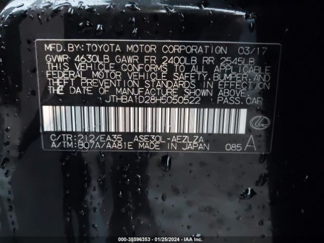 JTHBA1D28H5050522 Lexus IS 200T