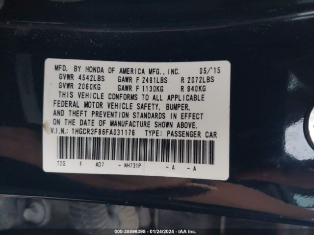 1HGCR3F86FA031176 Honda Accord Ex-l V-6