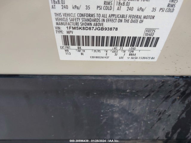Ford EXPLORER XLT 2018 1FM5K8D87JGB93878 Image 9