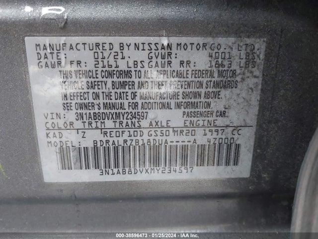 Nissan Sentra Sr Xtronic Cvt 2021 3N1AB8DVXMY234597 Image 9