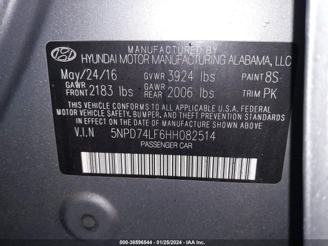 Hyundai ELANTRA SE 2017 5NPD74LF6HH082514 Image 9