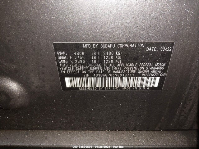 Subaru Legacy Touring Xt 2022 4S3BWGP65N3019711 Image 9