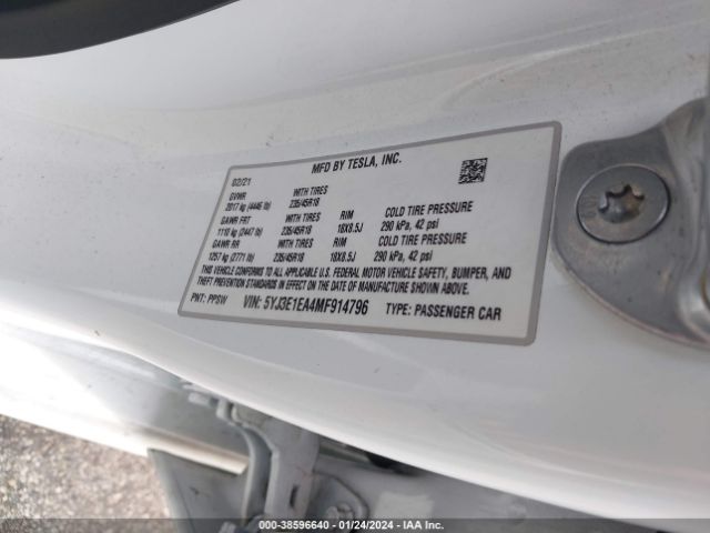 2021 TESLA MODEL 3 5YJ3E1EA4MF914796 Photo 8