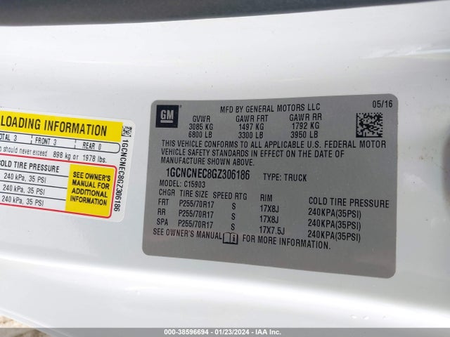Chevrolet Silverado 1500 Wt 2016 1GCNCNEC8GZ306186 Image 9