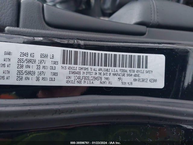1C4RJFBG5LC294578 Jeep Grand Cherokee Limited X 4x4