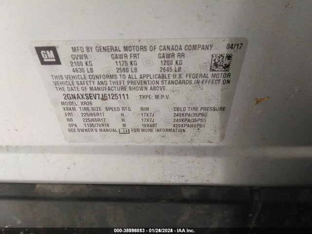 Chevrolet EQUINOX LT 2018 2GNAXSEV7J6125111 Image 9