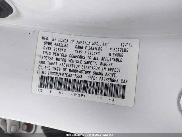 Honda Accord Touring 2014 1HGCR3F97EA017553 Image 9