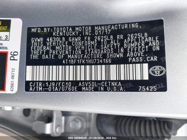Toyota CAMRY LE 2017 4T1BF1FK1HU734166 Image 9