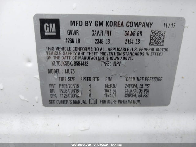 Chevrolet TRAX LS 2018 KL7CJKSBXJB584432 Image 9