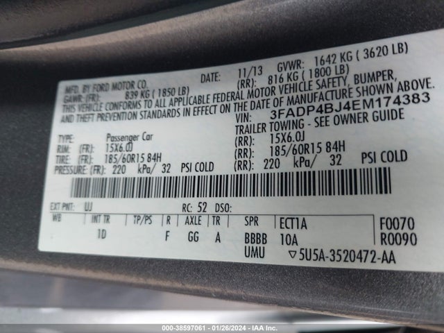 Ford FIESTA SE 2014 3FADP4BJ4EM174383 Image 9