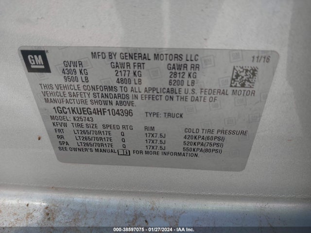 1GC1KUEG4HF104396 Chevrolet Silverado 2500hd Wt