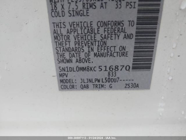 5N1DL0MM8KC516870 Infiniti QX60 PURE