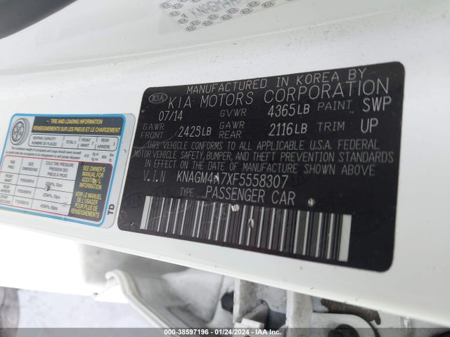 KIA Optima Lx 2015 KNAGM4A7XF5558307 Image 9