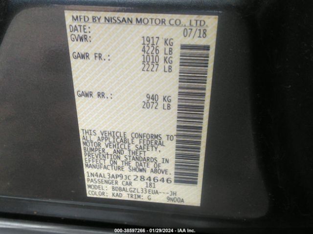 1N4AL3AP9JC284646 Nissan Altima 2.5 S
