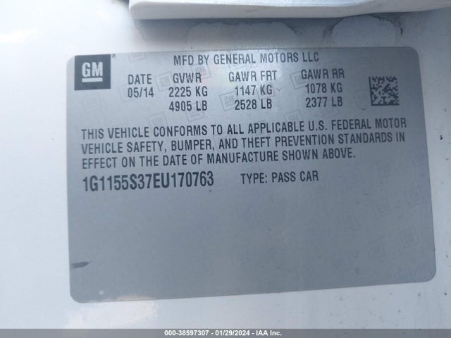 Chevrolet IMPALA 2LZ 2014 1G1155S37EU170763 Image 9