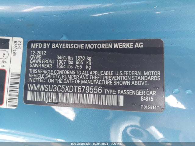 2013 MINI HARDTOP WMWSU3C5XDT679556 Photo 8