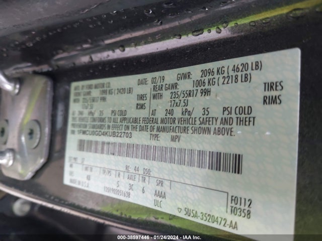 Ford ESCAPE SE 2019 1FMCU0GD4KUB22703 Image 9
