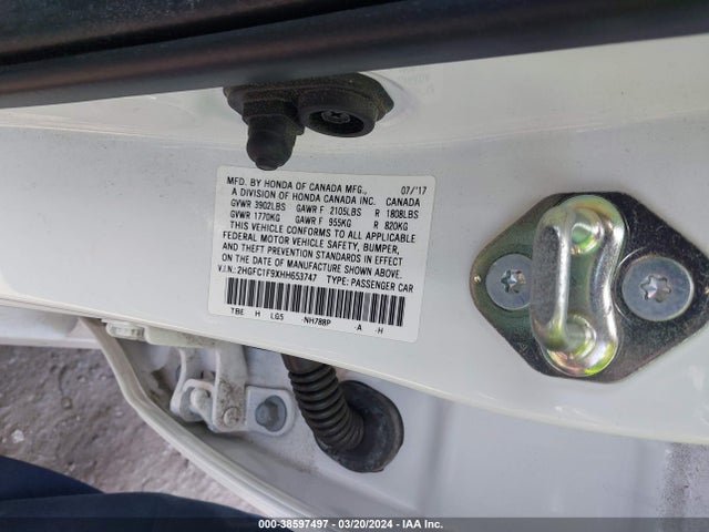 Honda Civic Touring 2017 2HGFC1F9XHH653747 Image 9