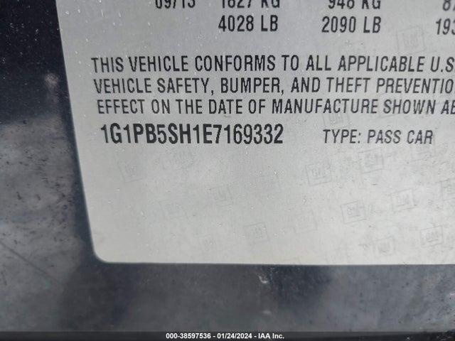 Chevrolet Cruze Ls Manual 2014 1G1PB5SH1E7169332 Image 9