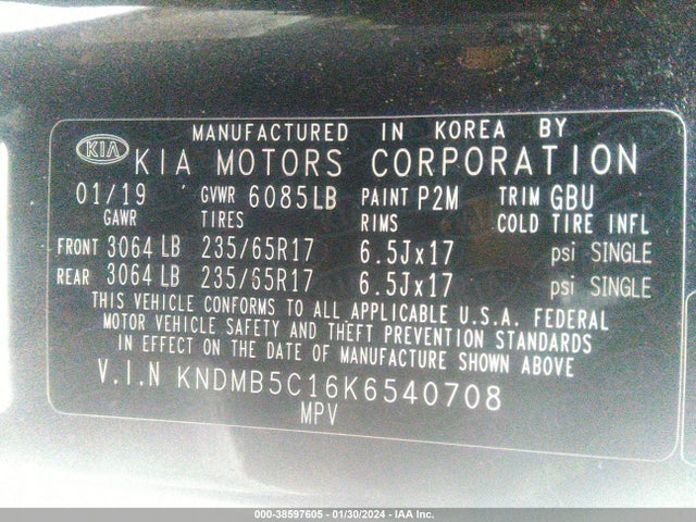 KIA SEDONA LX 2019 KNDMB5C16K6540708 Image 9