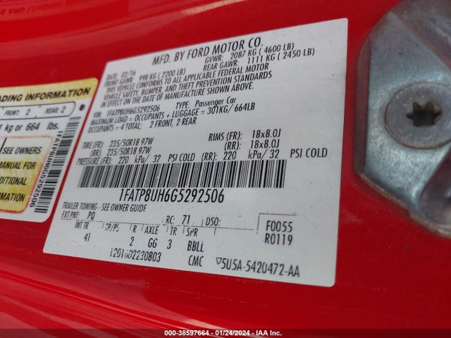 Ford Mustang Ecoboost Premium 2016 1FATP8UH6G5292506 Image 9