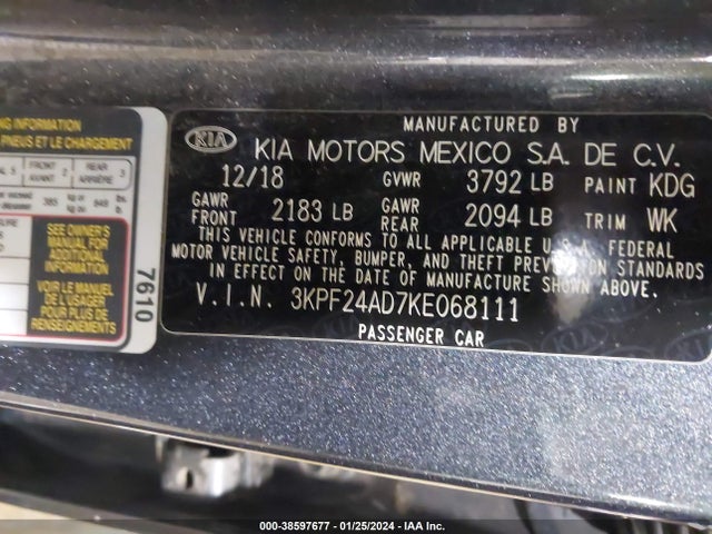 KIA Forte Lxs 2019 3KPF24AD7KE068111 Image 9