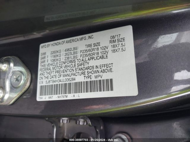 5J8TB4H34JL006284 Acura RDX