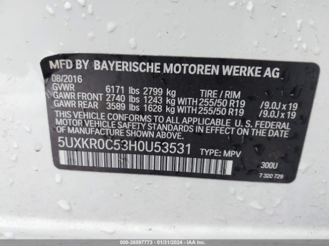 5UXKR0C53H0U53531 BMW X5 Xdrive35i