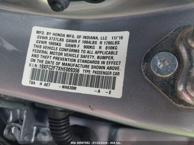 Honda CIVIC EX 2017 19XFC2F7XHE009356 Image 9
