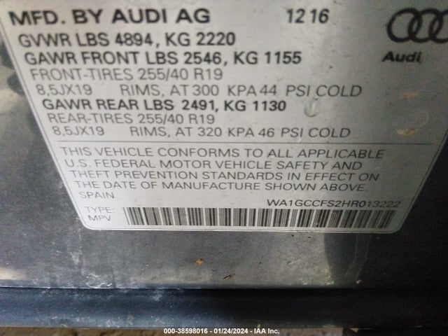 WA1GCCFS2HR013222 Audi Q3 2.0t Premium