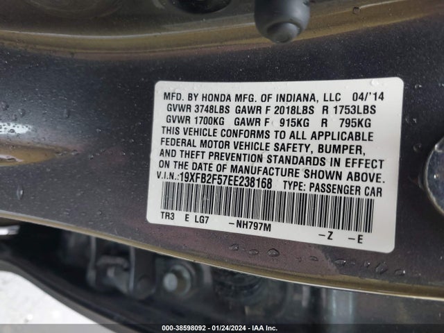 Honda Civic Lx 2014 19XFB2F57EE238168 Image 9