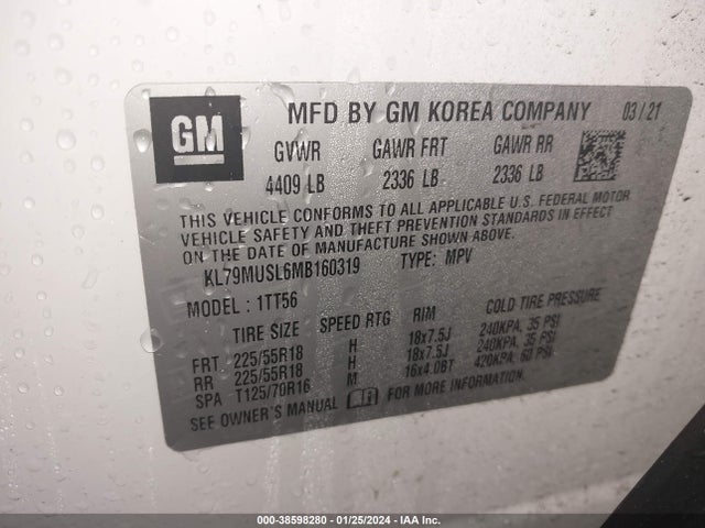 Chevrolet Trailblazer Awd Rs 2021 KL79MUSL6MB160319 Image 9