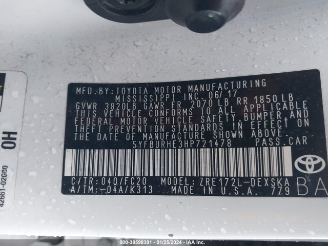 Toyota COROLLA SE 2017 5YFBURHE3HP721478 Image 9