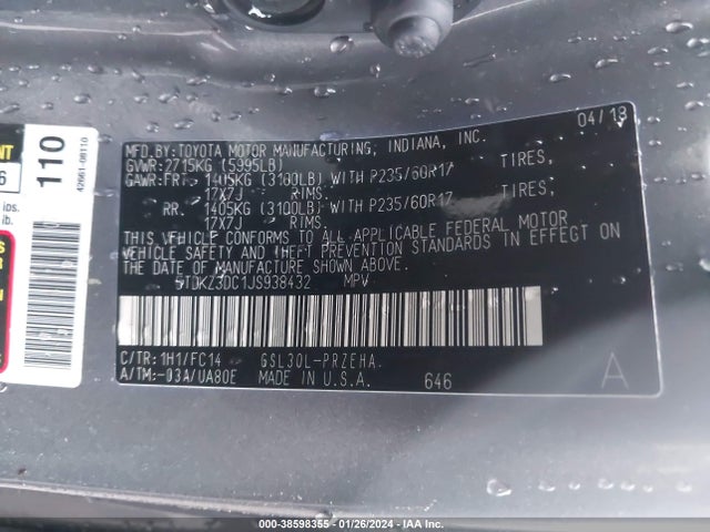 Toyota Sienna Le 8 Passenger 2018 5TDKZ3DC1JS938432 Image 9