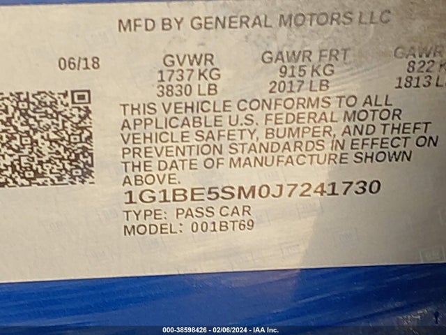 Chevrolet Cruze Lt Auto 2018 1G1BE5SM0J7241730 Image 9