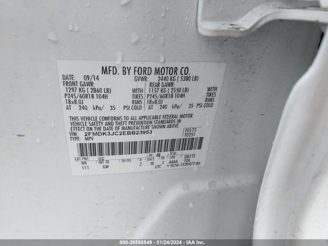 Ford EDGE SEL 2014 2FMDK3JC2EBB23953 Image 9