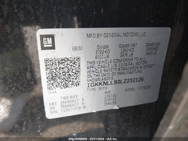 GMC Acadia Awd At4 2020 1GKKNLLS0LZ232126 Image 9
