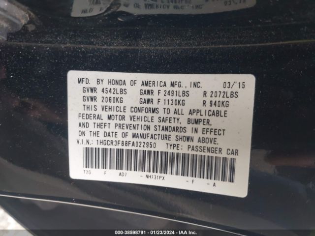 1HGCR3F88FA022950 Honda Accord Ex-l V-6