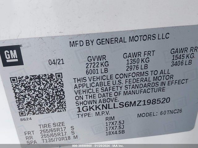 1GKKNLLS6MZ198520 GMC Acadia Awd At4