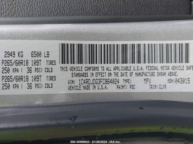 1C4RDJDG3FC864024 Dodge DURANGO LIMITED