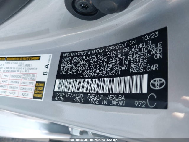 Toyota Corolla Hybrid Le 2024 JTDBCMFE2R3034771 Image 9